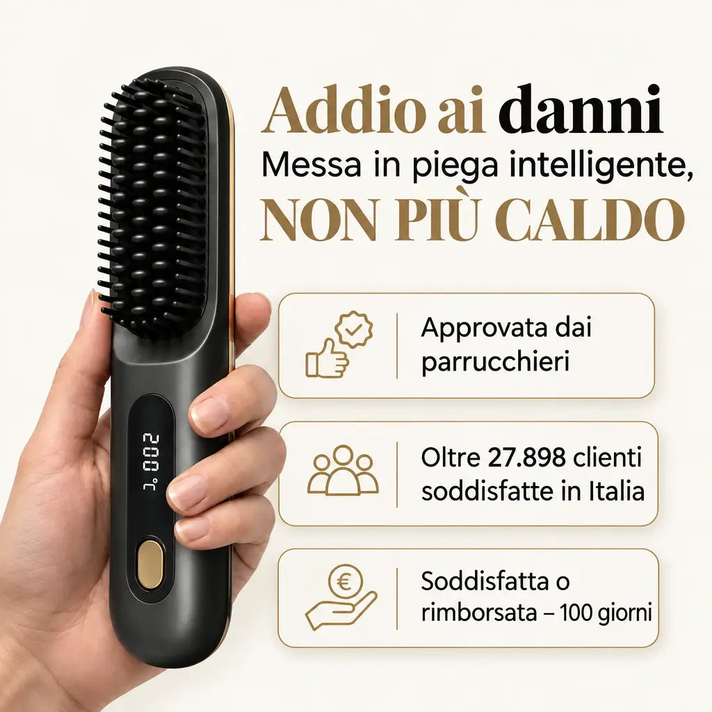 x2 Spazzola modellante intelligente per capelli corti e medi + Pettine da styling + Set di pinze