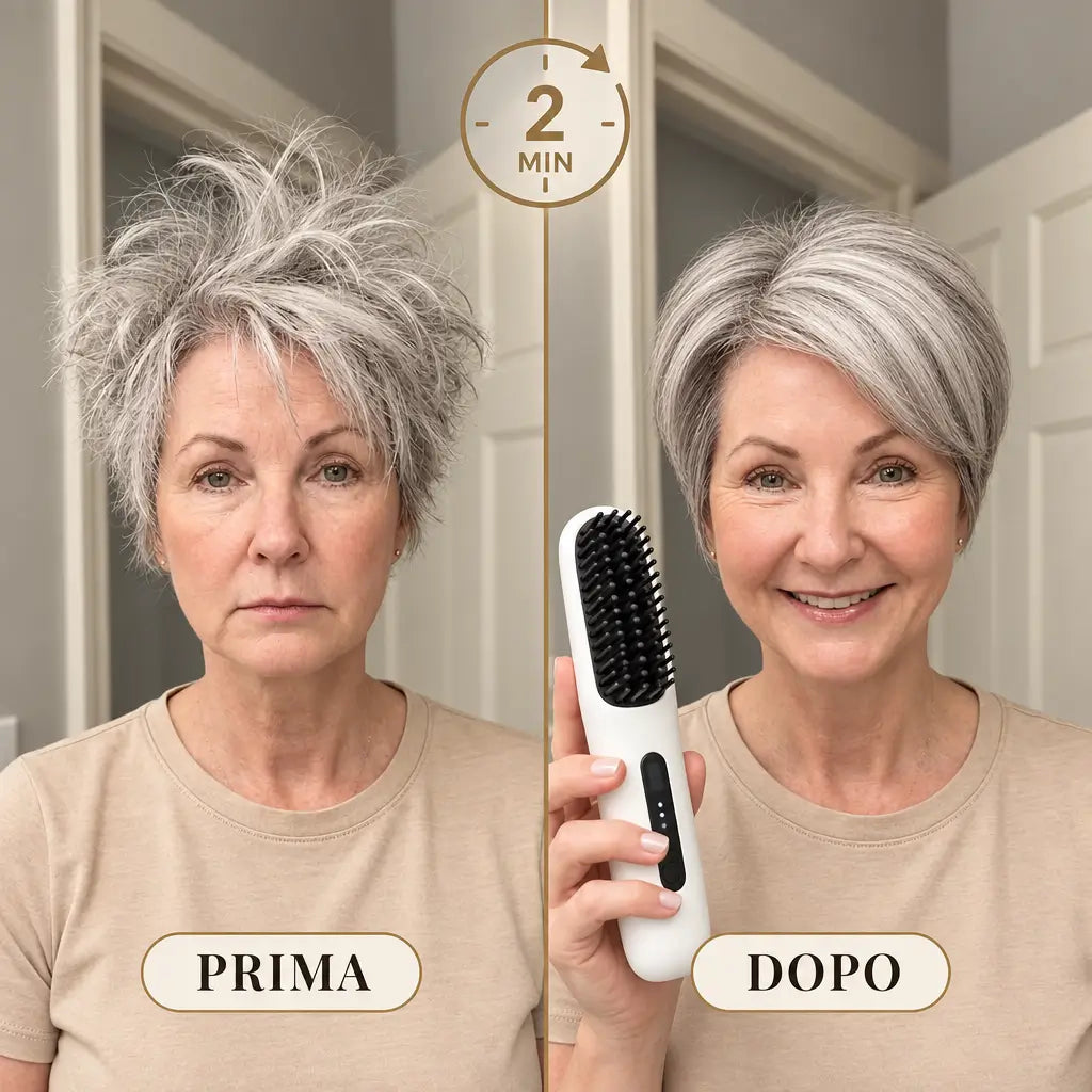 x2 Spazzola modellante intelligente per capelli corti e medi + Pettine da styling + Set di pinze