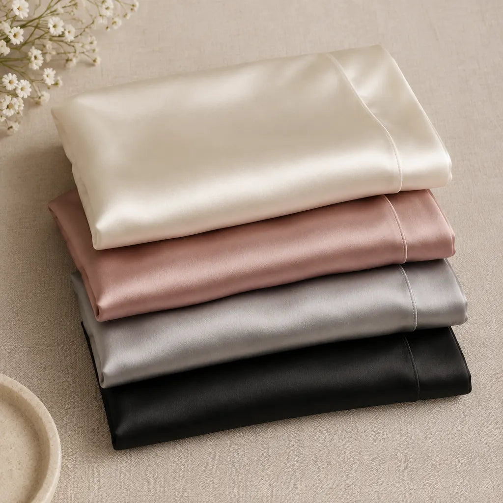 Federa in Seta Chioma nei colori avorio, rosa cipria, grigio perla e nero